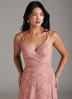 Azazie Davis Bridesmaid Dresses Rosette A-Line Pleated Floral Burnout Dress image5