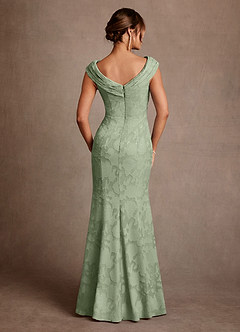 Azazie Aberdeen Mother of the Bride Dresses Dusty Sage Sheath Pleated Floral Burnout Dress image2