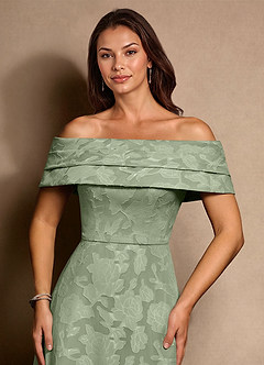 Azazie New Britain Mother of the Bride Dresses Dusty Sage A-Line Pleated Floral Burnout Dress image5