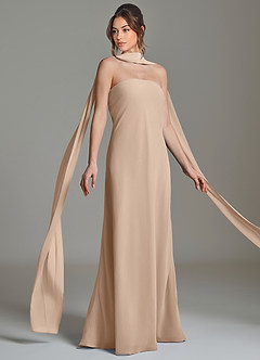 Azazie Ilana Bridesmaid Dresses Taupe A-Line Strapless Chiffon Dress image5