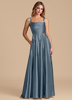 Azazie Shaude Bridesmaid Dresses Twilight A-Line Pleated Metallic Satin Dress image1