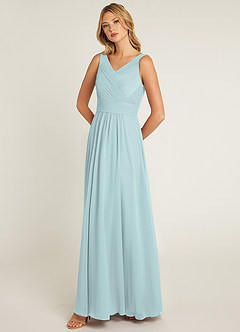 Azazie Pierrette Bridesmaid Dresses Mist A-Line Pleated Chiffon Dress image3