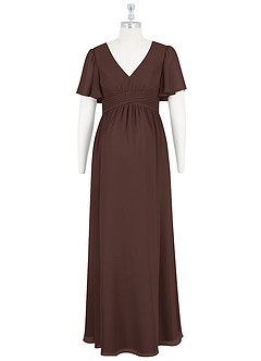 Azazie Verna Abiti da damigella d'onore premaman Abito A-Line Increspato con Scollo a V Chiffon Floor-Length image7