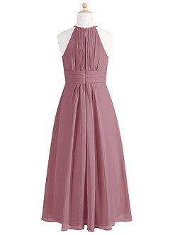 Azazie Bonnie Junior Vintage Mauve A-Line Pleated Chiffon Dress image6