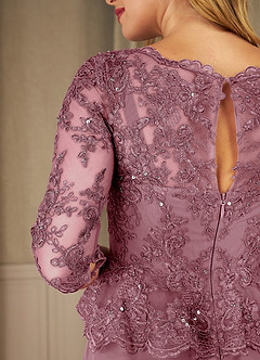 Azazie Averie Mother of the Bride Dresses Vintage Mauve A-Line Boatneck Sequins Chiffon Dress image12