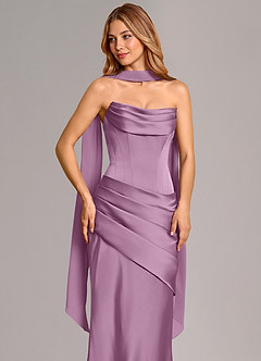 Azazie Pelagia Vestidos de damas de honor Vestido de Glicinia de Satén Elástico de Corte Sirena Convertible con Corsé image5