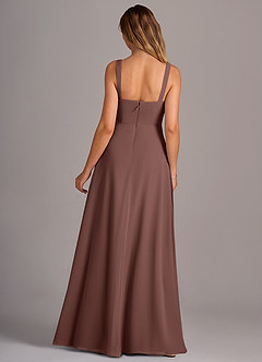 Azazie Debra Bridesmaid Dresses Espresso A-Line with Pockets Chiffon Convertible Dress image6