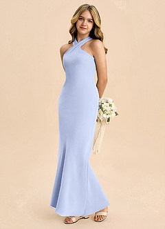 Azazie Doretta Junior Robe Fourreau en Mousseline de soie Plissée Eis image1