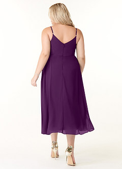 Azazie Clarissa Bridesmaid Dresses Grape A-Line V-Neck Chiffon Dress image8