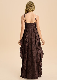 Azazie Peyton Junior Ganache A-Line Pleated Floral Burnout Dress image7