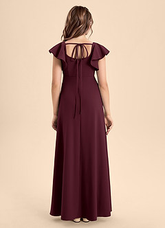 Azazie Bondi Junior Cabernet A-Line Side Slit Stretch Crepe Dress image2