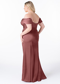 Azazie Amyra Vestidos de damas de honor Vestido de Amatista de Satén Elástico de Corte Recto Convertible con Vestidos sin tirantes image13