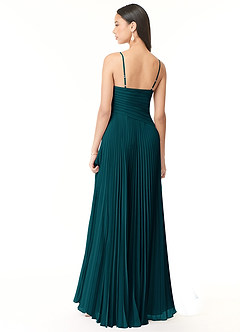 Azazie Vini Bridesmaid Dresses Pine A-Line V-Neck Pleated Chiffon Dress image2
