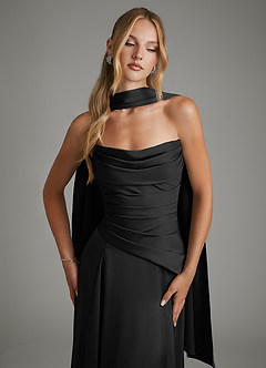 Azazie Gabriela Brautjungfernkleider A-Linie Korsett Stretch-Satin Kleid Schwarz image5