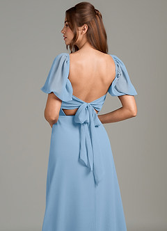 Azazie Phylicia Robes de demoiselle d'honneur Robe Trapèze en Mousseline de soie Arc Poudre Bleue image1