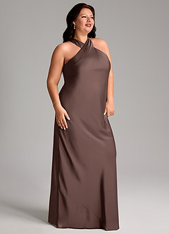 Azazie Doretta Bridesmaid Dresses Ganache Mermaid Pleated Stretch Satin Dress image9