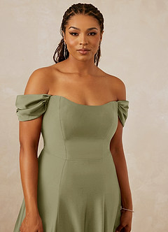 Christian Siriano Bridal for Azazie 1002 Bridesmaid Dresses Pistachio A-Line Off the Shoulder Stretch Satin Convertible Dress image13
