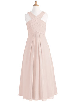 Azazie Kaleigh Junior Rose Petal A-Line Pleated Chiffon Dress image6
