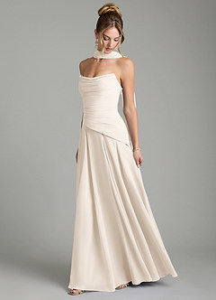 Azazie Gabriela Bridesmaid Dresses White Alabaster A-Line Corset Chiffon Dress image4