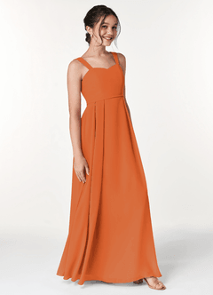 Azazie Simoan Junior Cinnamon A-Line Sweetheart Neckline Chiffon Dress image3