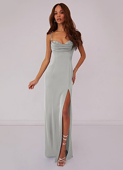 Barbie ♥ Azazie Bridesmaid Dresses Silver Mermaid Corset Stretch Satin Dress image1