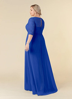 Azazie Leonine Mother of the Bride Dresses Royal Blue A-Line Scoop lace Chiffon Dress image11
