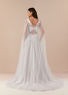 Azazie Goddess Abiti da Sposa Abito A-Line in Tulle con Scollo a V e Paillettes Bianco Diamante Moka image2