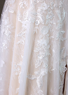 Azazie Ramina Wedding Dresses Diamond White Champagne A-Line Sweetheart Neckline Lace Dress image5