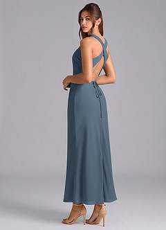 Azazie Evadne Bridesmaid Dresses Neptune Sheath Pleated Chiffon Dress image2