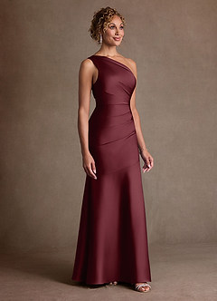 Azazie Haifa Suknie dla Matki Panny Młodej Syrena Jedno ramię Satyna elastyczna Długość podłogi Sukienka image3