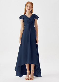Azazie Breanne Junior Dark Navy A-Line Chiffon Dress image6