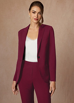 front Kennedy Burgundy Structured Stretch Pants Suit