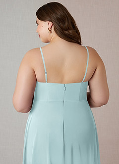 Azazie Emerald Final Sale Mist A-Line Ruffled Chiffon Dress image10