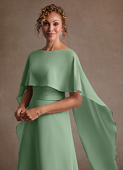 Azazie Marilla Moeder van de bruid jurken A-Lijn Jurk van Chiffon Geplooid Matcha image8