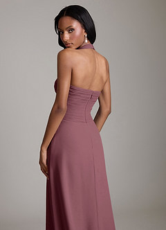 Azazie Clarisa Bridesmaid Dresses Sangria A-Line Pleated Chiffon Dress image4