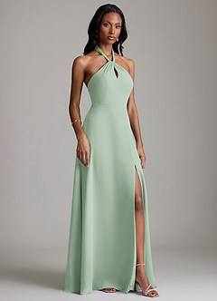 Azazie Tracie Bridesmaid Dresses Agave A-Line Pleated Chiffon Dress image3