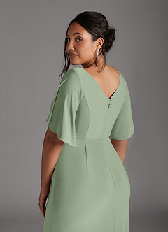 Azazie Louanne Mère de la mariée Robes Robe Sirène en Tricot de luxe Plissé col bateau Agave image10