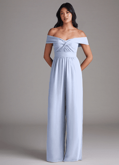 Azazie Lamara Robes de demoiselle d'honneur Combinaison Convertible en Mousseline de soie Épaule décolletée Eis image3