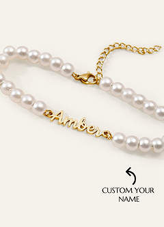 front Personalized Name Pearl Bracelet