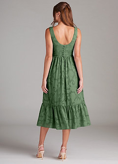 Azazie Alissa Bridesmaid Dresses Eucalyptus A-Line with Pockets Floral Burnout Dress image8