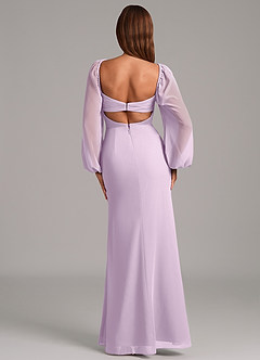 Azazie Brixley Bridesmaid Dresses Frosted Lilac Mermaid Long Sleeve Chiffon Dress image2