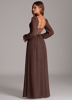 Azazie Maree Bridesmaid Dresses Ganache A-Line Corset Chiffon Dress image2