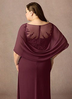 Azazie Hera vestidos de madre de la novia Vestido de Cabernet de Gasa de Corte En A con Capa de encaje image12