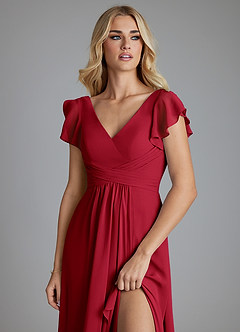 Azazie Omari Bridesmaid Dresses Scarlet A-Line Chiffon Dress image5