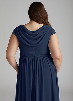 Azazie Organa Bridesmaid Dresses Dark Navy A-Line Pleated Chiffon Dress image12