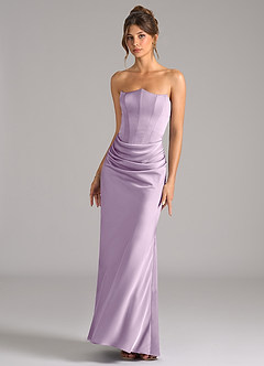 Azazie Debby Jurken voor bruidsmeisjes Converteerbaar Jurk van Stretch Satijn met Zeemeermin Strapless Frosted Lila image4