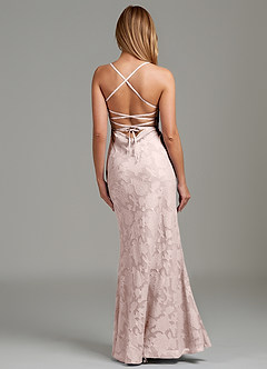 Azazie Ola Robes de demoiselle d'honneur Robe Sirène en Blumen-Burnout Corset Rose Pâle image6