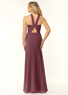 Azazie Rue Bridesmaid Dresses Sangria A-Line Halter Chiffon Dress image4