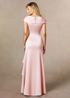 Azazie Anderson Mother of the Bride Dresses Blushing Pink A-Line Pleated Stretch Satin Dress image2
