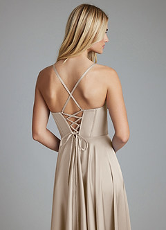 Azazie Alaia Suknie dla druhen Linia A Gorset Satyna elastyczna Do ziemi Sukienka image2